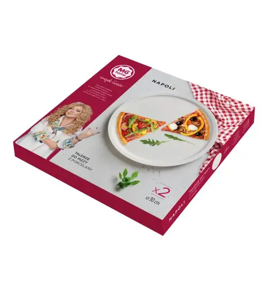 MG HOME NAPOLI ZESTAW 2 TALERZY PORCELANOWYCH DO PIZZY 30 CM