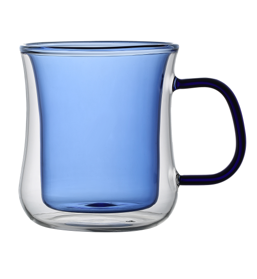 MG HOME DECO ZESTAW SZKLANEK KOLOROWYCH DOUBLE WALL Z KOLOROWYM UCHEM 2x300ML (NIEBIESKIE)