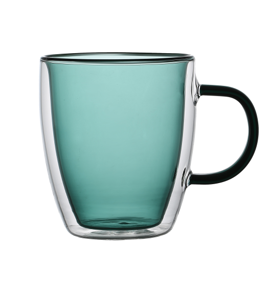 MG HOME DECO ZESTAW SZKLANEK KOLOROWYCH DOUBLE WALL Z KOLOROWYM UCHEM 2x300ML (ZIELONE)