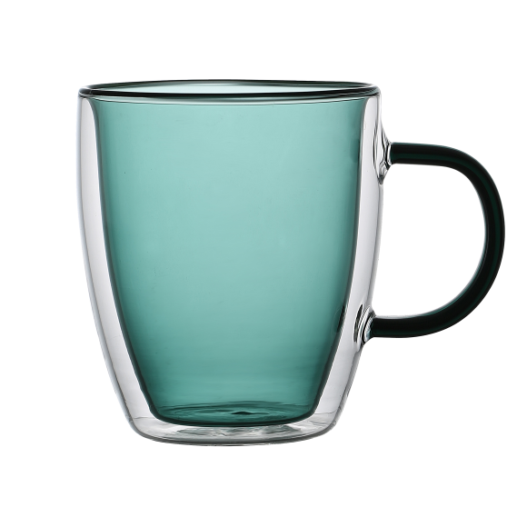 MG HOME DECO ZESTAW SZKLANEK KOLOROWYCH DOUBLE WALL Z KOLOROWYM UCHEM 2x300ML (ZIELONE)
