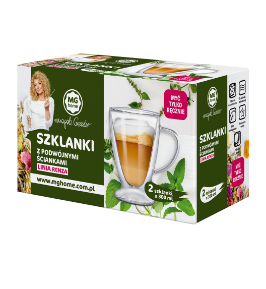 MG HOME RENZA Zestaw szklanek Latte 2x300 ml / borokrzemowe