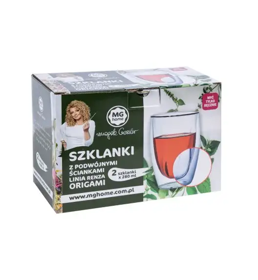 MG HOME Renza Origami Zestaw Szklanek 2x280 ml / borokrzemowe
