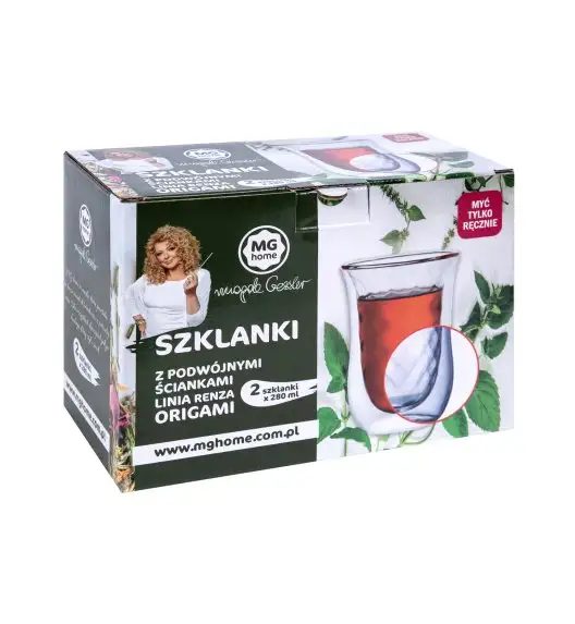 MG HOME Renza Origami Zestaw Szklanek 2x280 ml / borokrzemowe