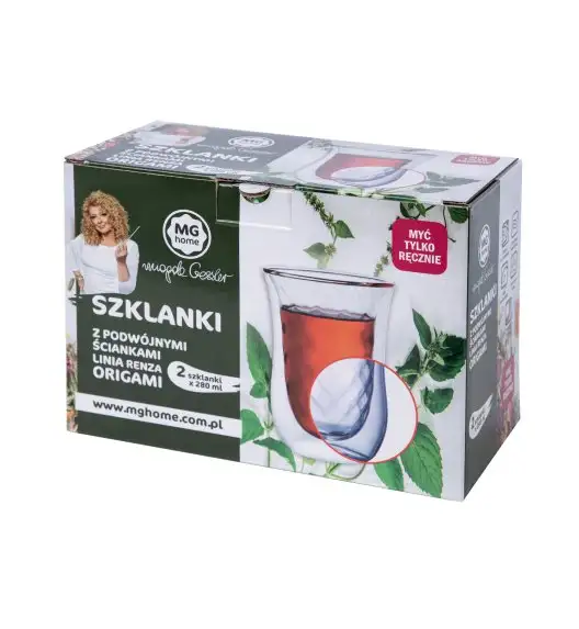 MG HOME Renza Origami Zestaw Szklanek 2x280 ml / borokrzemowe