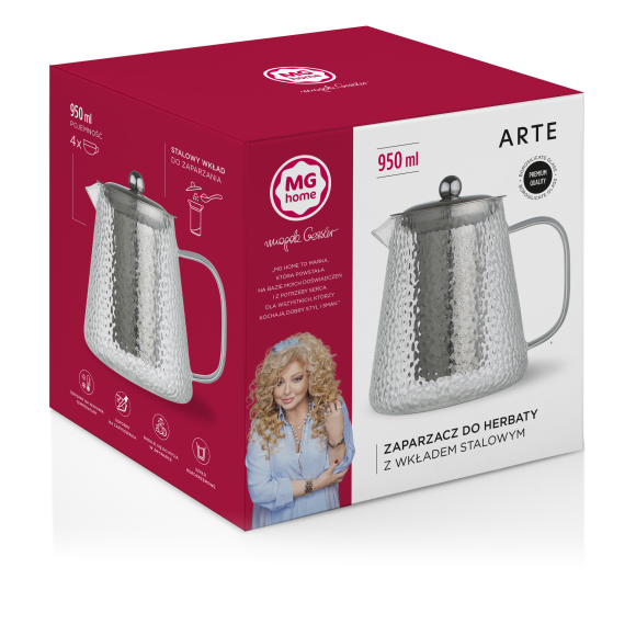 MG HOME ARTE ZAPARZACZ DO HERBATY 950 ML STALOWY WKŁAD