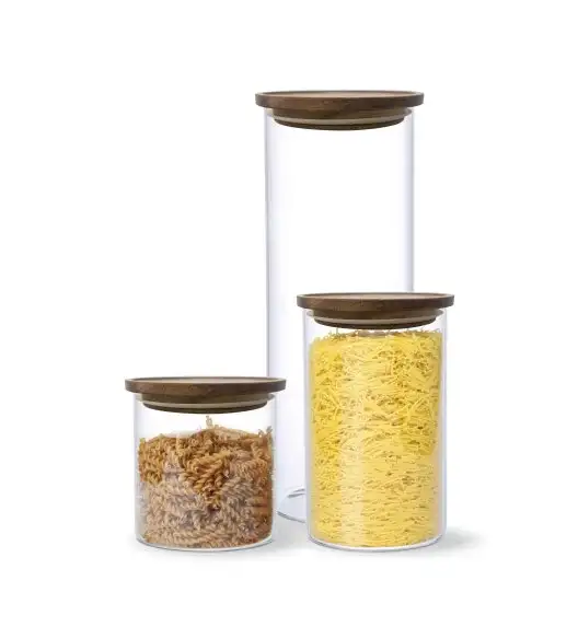 MG HOME ZESTAW POJEMNIKÓW Z POKRYWKĄ AKACJOWĄ 1600/1000/600 ML