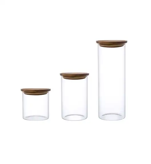 MG HOME ZESTAW POJEMNIKÓW Z POKRYWKĄ AKACJOWĄ 1600/1000/600 ML