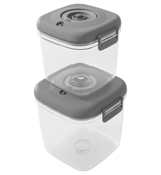 MG HOME CLEVER KITCHEN ZESTAW 4 POJEMNIKÓW HERMETYCZNYCH z pompka (SZARE)