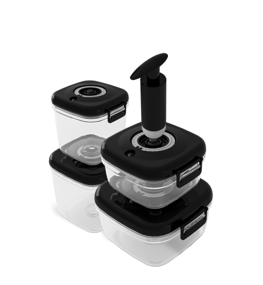 MG HOME CLEVER KITCHEN ZESTAW 4 POJEMNIKÓW HERMETYCZNYCH z pompką (CZARNE)