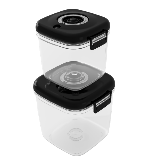 MG HOME CLEVER KITCHEN ZESTAW 4 POJEMNIKÓW HERMETYCZNYCH z pompką (CZARNE)