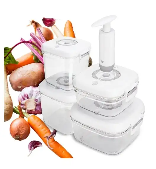 MG HOME CLEVER KITCHEN ZESTAW 4 POJEMNIKÓW HERMETYCZNYCH z pompką (BIAŁE)