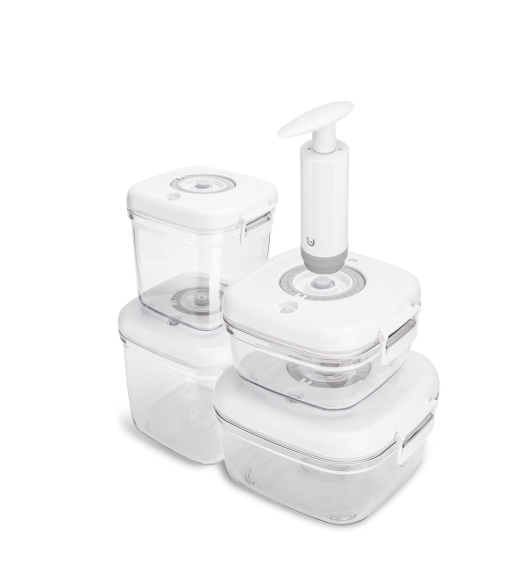 MG HOME CLEVER KITCHEN ZESTAW 4 POJEMNIKÓW HERMETYCZNYCH z pompką (BIAŁE)