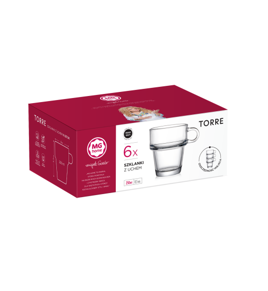 MG HOME TORRE ZESTAW SZKLANEK DO SZTAPLOWANIA 6x250 ML
