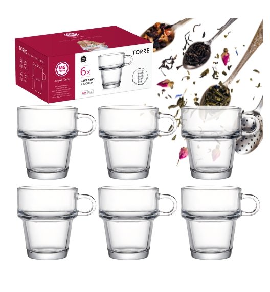 MG HOME TORRE ZESTAW SZKLANEK DO SZTAPLOWANIA 6x250 ML