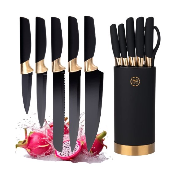 MG HOME ROSE GOLD ZESTAW 5 NOŻY + NOŻYCZKI W BLOKU