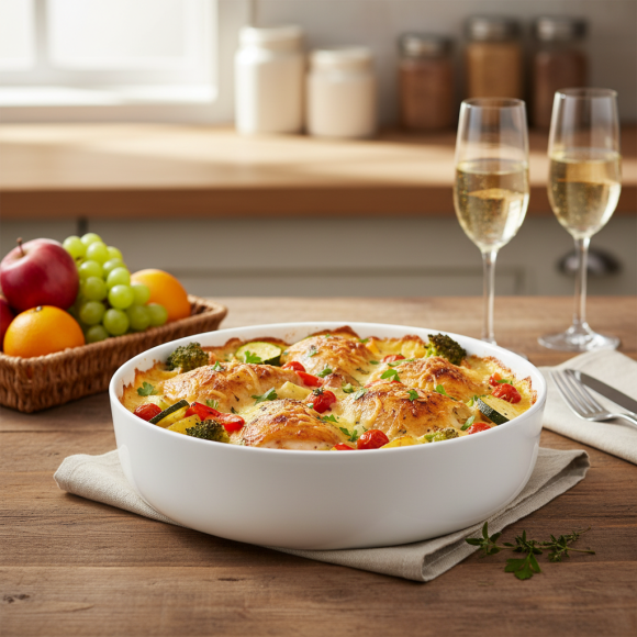 LUMINARC DIWALI WHITE Forma do pieczenia 26 cm | okrągła | szkło hartowane | N6416