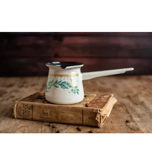 METALAC | Green Line Klasyczny kubek do kawy z rączką / tygielek 4 filiżanki 0,4 l / emaliowany