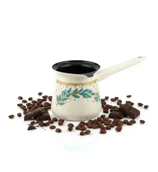 METALAC | Green Line Klasyczny kubek do kawy z rączką / tygielek 4 filiżanki 0,4 l / emaliowany