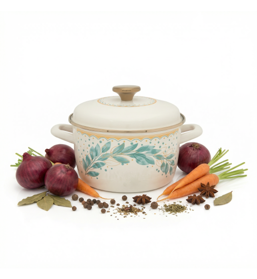 METALAC | Green Line Garnek 3,5 l z pokrywką 20 cm / emaliowany