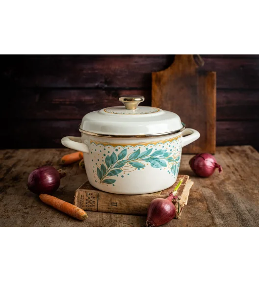 METALAC | Green Line Garnek 1,9 l z pokrywką 16 cm / emaliowany