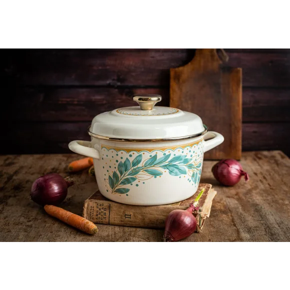 METALAC | Green Line Garnek 1,9 l z pokrywką 16 cm / emaliowany