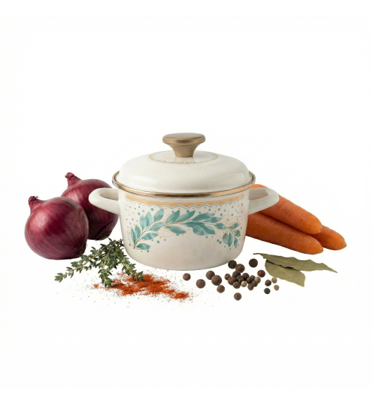 METALAC | Green Line Garnek 1,9 l z pokrywką 16 cm / emaliowany