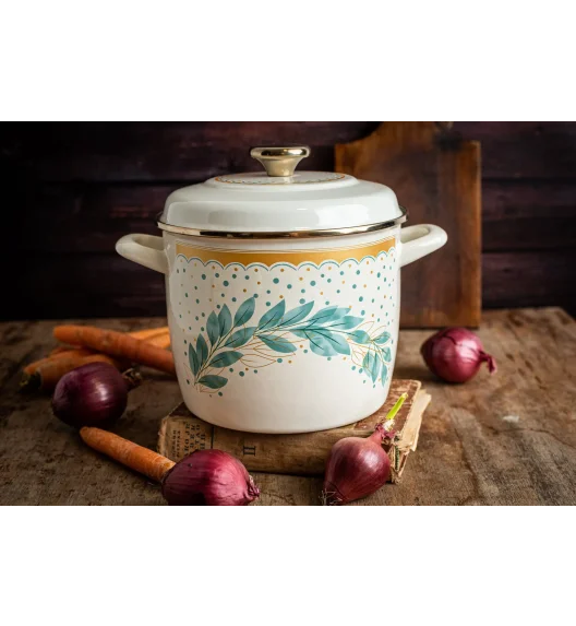 METALAC | Green Line Garnek wysoki 5,1 l z pokrywką 20 cm / emaliowany