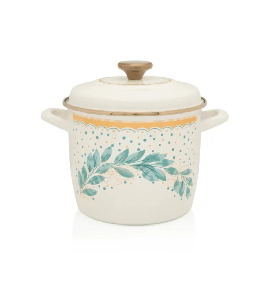 METALAC | Green Line Garnek wysoki 5,1 l z pokrywką 20 cm / emaliowany