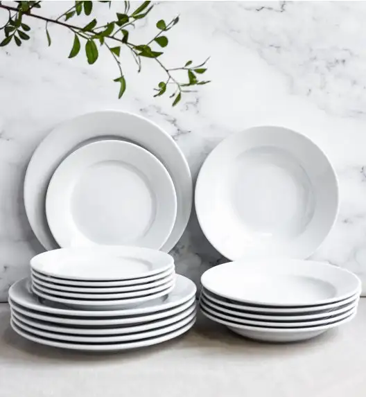 LUBIANA CORONA Serwis obiadowy 36 el dla 12 osób | biała porcelana 