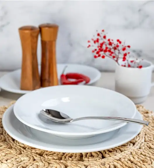 LUBIANA CORONA Serwis obiadowy 72 el dla 24 osób | biała porcelana 