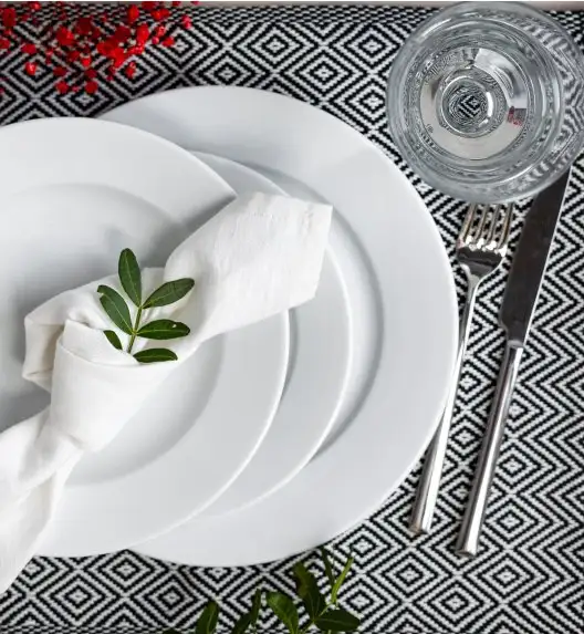 LUBIANA CORONA Serwis obiadowo - kawowy 120 el dla 24 osób | biała porcelana 