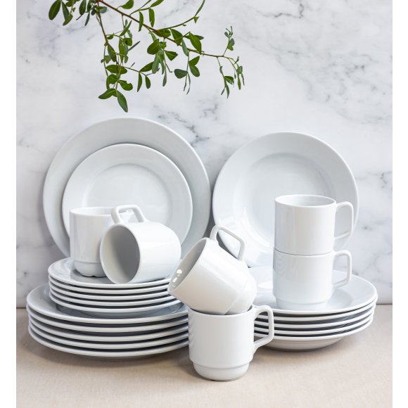 LUBIANA CORONA Serwis obiadowy 48 el dla 12 osób | biała porcelana 