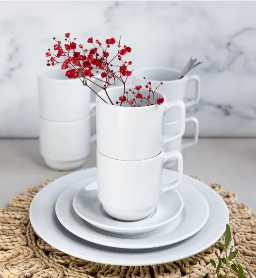 LUBIANA CORONA Serwis obiadowy 48 el dla 12 osób | biała porcelana 