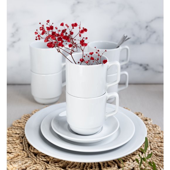 LUBIANA CORONA Serwis obiadowy 72 el dla 18 osób | biała porcelana 