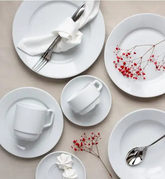 LUBIANA CORONA Serwis obiadowo - kawowy 108 el dla 18 osób | biała porcelana 