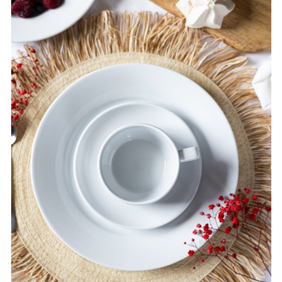 LUBIANA CORONA Serwis obiadowo - kawowy 144 el dla 24 osób | biała porcelana 