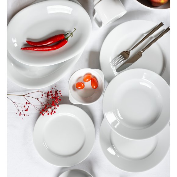 LUBIANA CORONA Serwis obiadowo - kawowy 196 el dla 24 osób | biała porcelana 