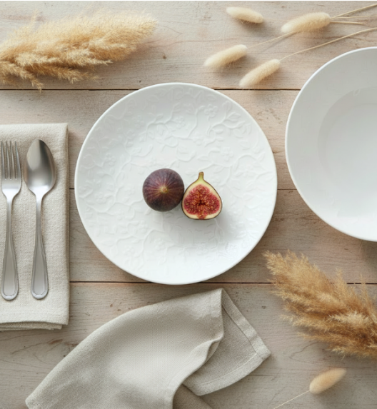 LUBIANA HANAMI Serwis obiadowy 18 el / 6 osób | biała porcelana 