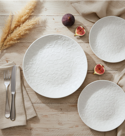 LUBIANA HANAMI Serwis obiadowy 18 el / 6 osób | biała porcelana 