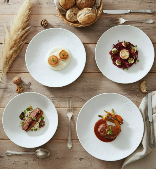 LUBIANA HANAMI Serwis obiadowy 18 el / 6 osób | biała porcelana 