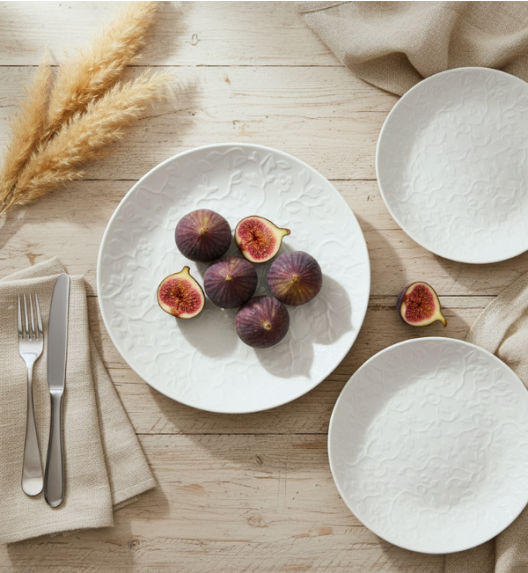 LUBIANA HANAMI Serwis obiadowy 18 el / 6 osób | biała porcelana 