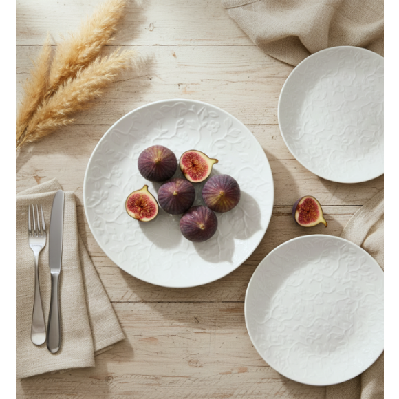 LUBIANA HANAMI Serwis obiadowy 18 el / 6 osób | biała porcelana 