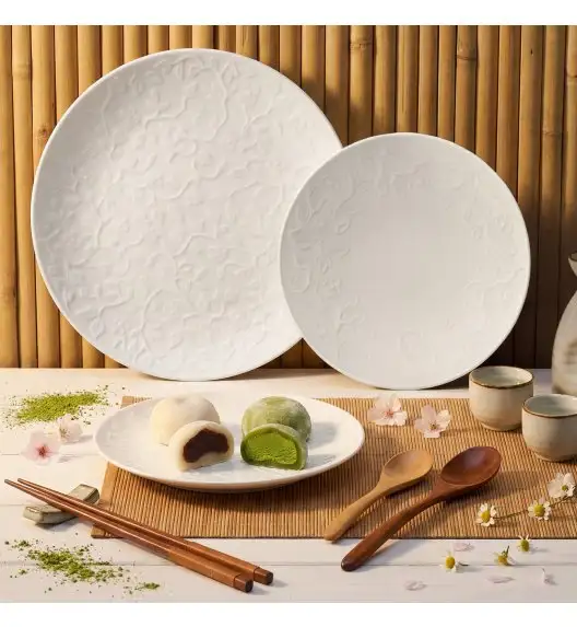 LUBIANA HANAMI Serwis obiadowy 18 el / 6 osób | biała porcelana 