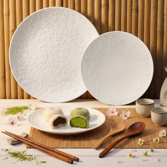 LUBIANA HANAMI Serwis obiadowy 18 el / 6 osób | biała porcelana 