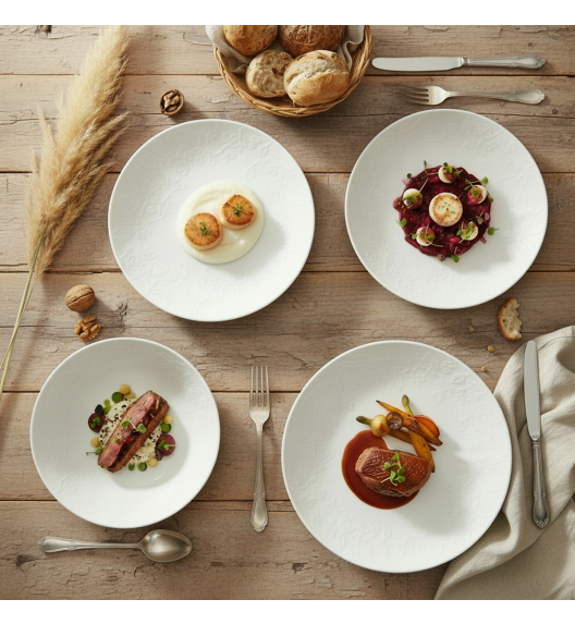 LUBIANA HANAMI Serwis obiadowy 36 el / 12 osób | biała porcelana 