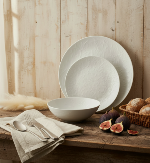 LUBIANA HANAMI Serwis obiadowy 36 el / 12 osób | biała porcelana 