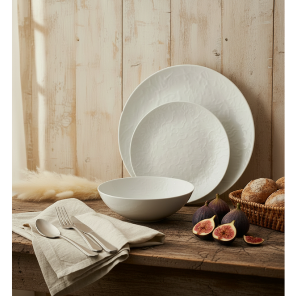 LUBIANA HANAMI Serwis obiadowy 36 el / 12 osób | biała porcelana 