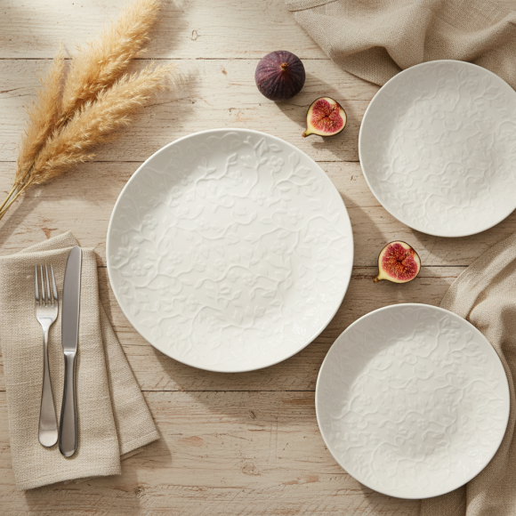 LUBIANA HANAMI Serwis obiadowy 54 el / 18 osób | biała porcelana 