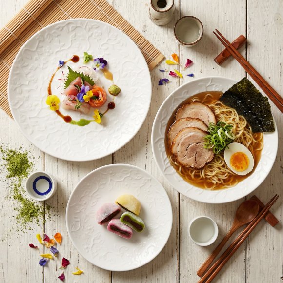 LUBIANA HANAMI Serwis obiadowy 54 el / 18 osób | biała porcelana 