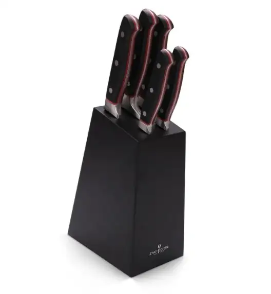 ZWIEGER KLASSIKER Komplet 5 noży w bloku czarnym / stal nierdzewna + tworzywo MDF